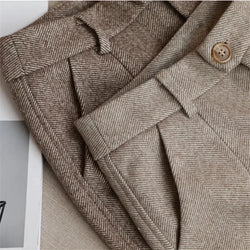 Woolen Pants Women's Harem Pencil Pants 2024 Autumn Winter High Waisted Casual Suit Pants Office Lady Women Trousers - 3KDyn
