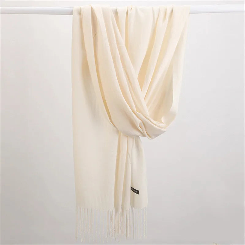 Women’s soft solid-color long scarf