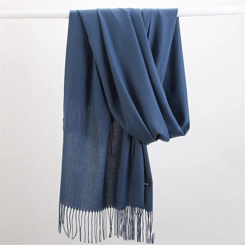 Women’s soft solid-color long scarf