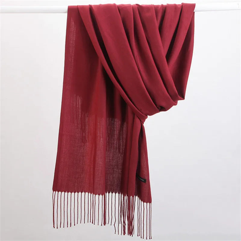 Women’s soft solid-color long scarf