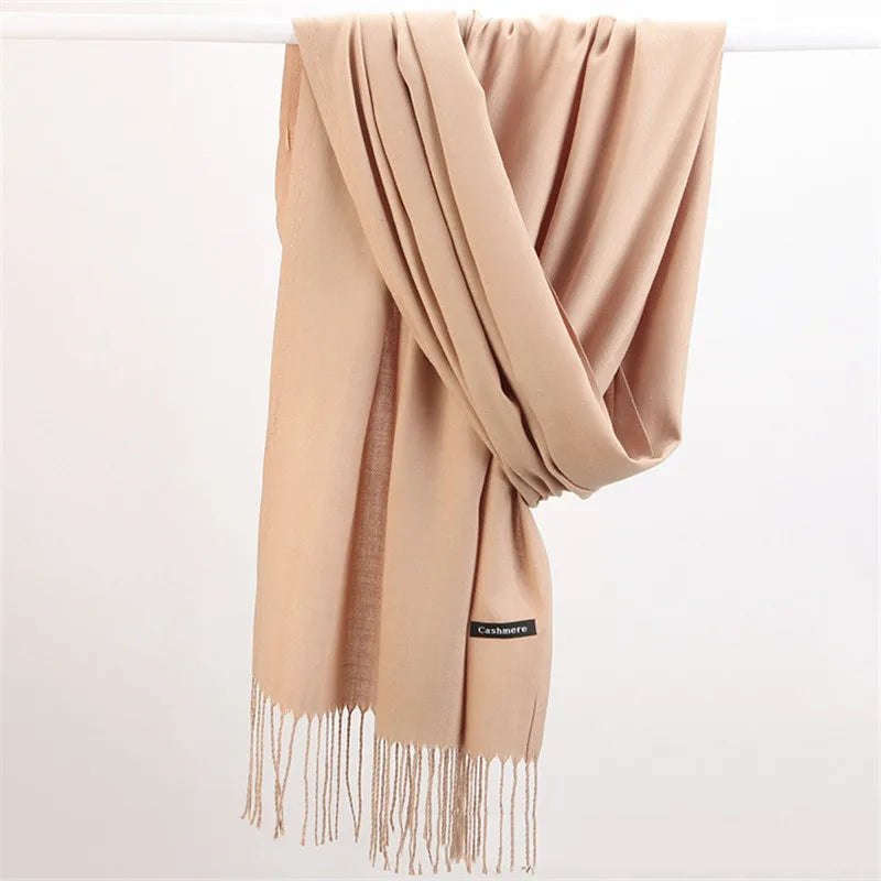 Women’s soft solid-color long scarf