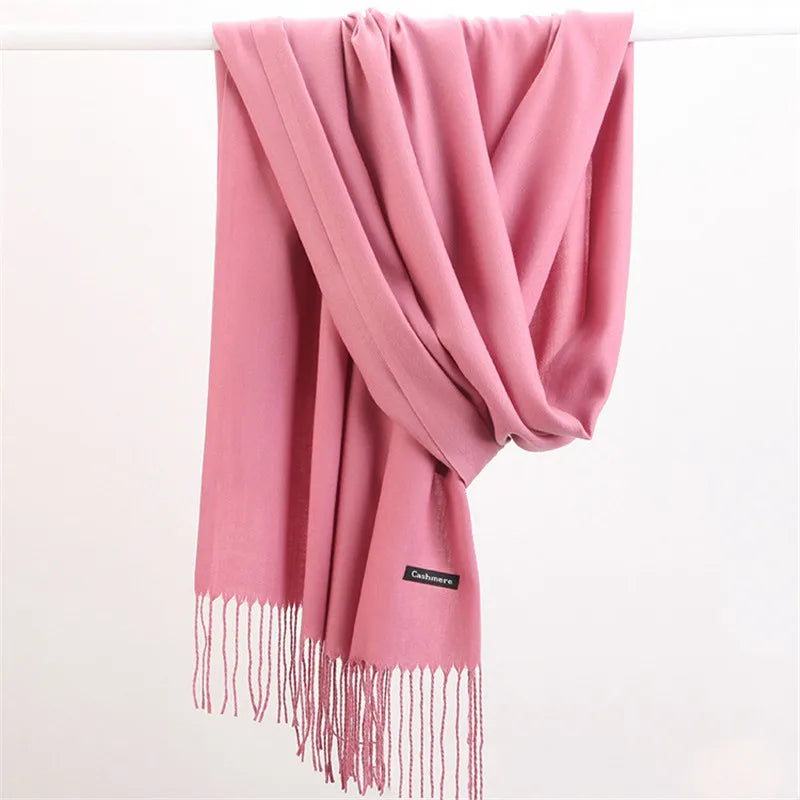Women’s soft solid-color long scarf