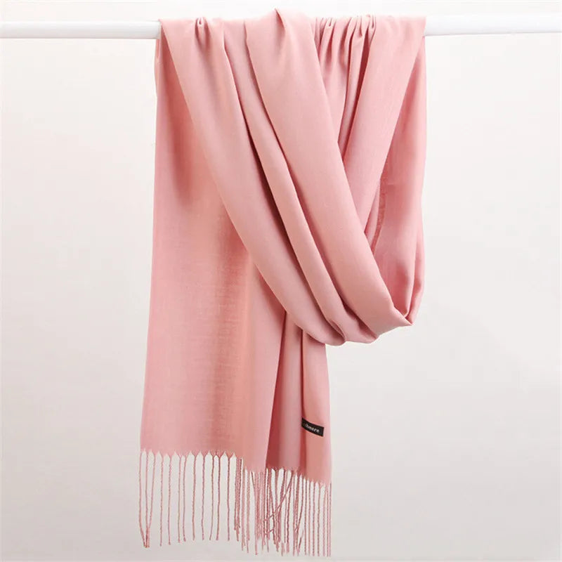 Women’s soft solid-color long scarf