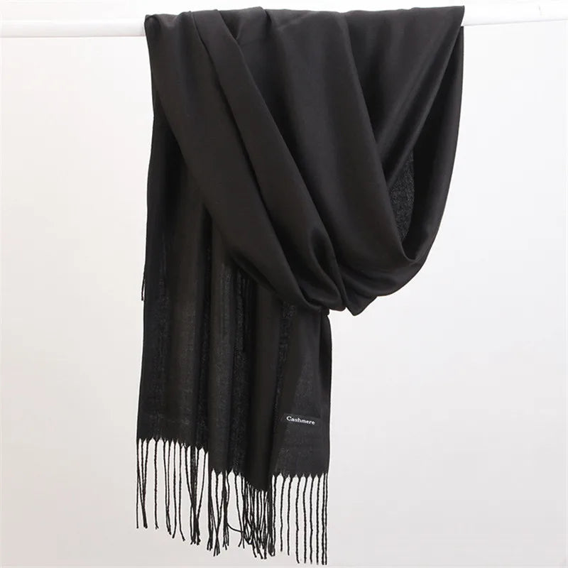 Women’s soft solid-color long scarf