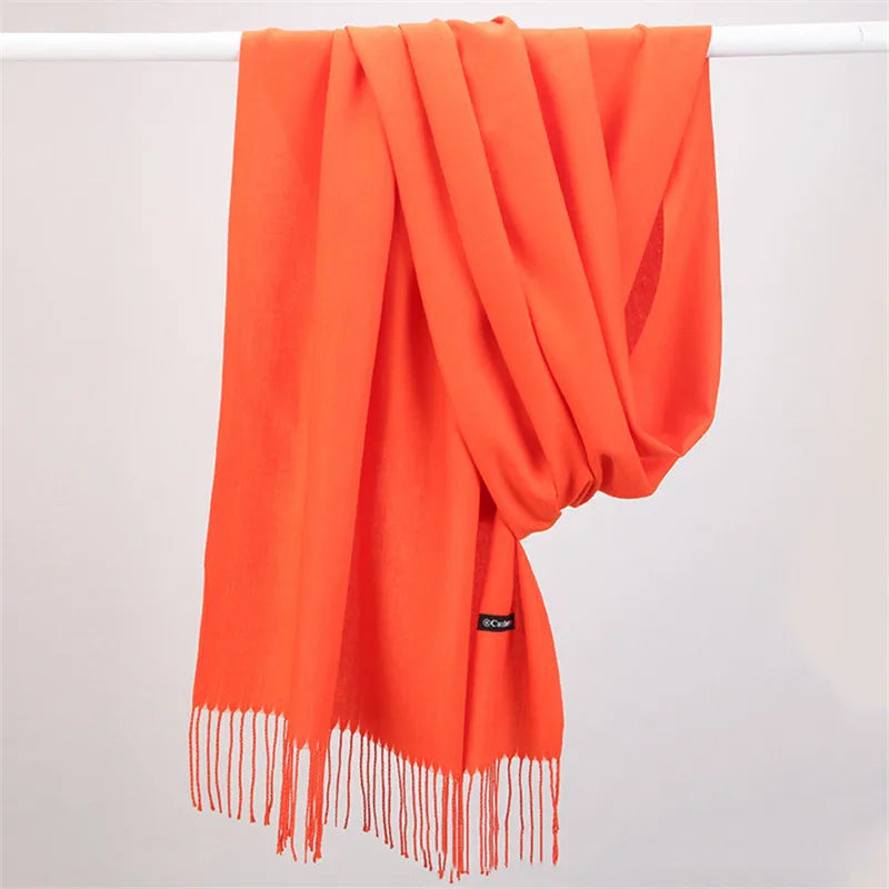 Women’s soft solid-color long scarf