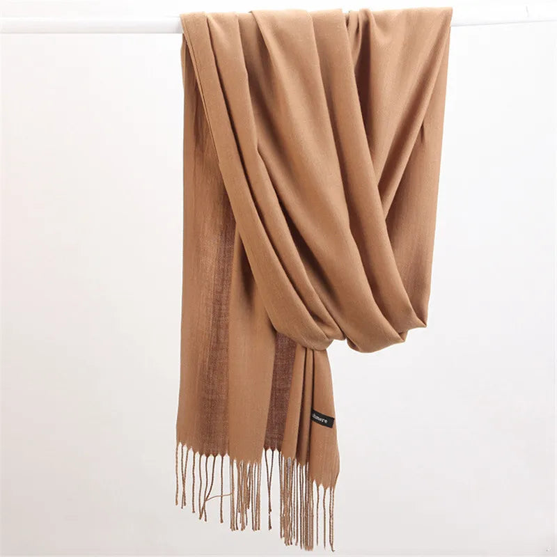 Women’s soft solid-color long scarf