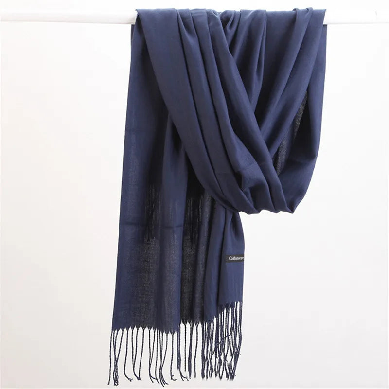 Women’s soft solid-color long scarf