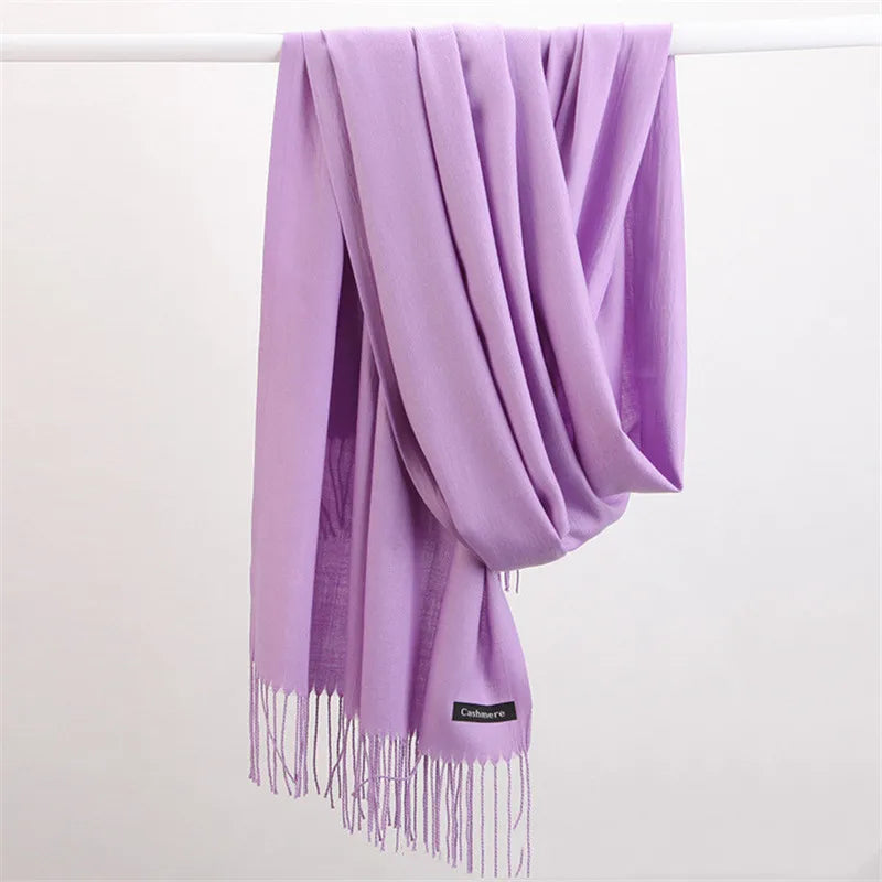 Women’s soft solid-color long scarf