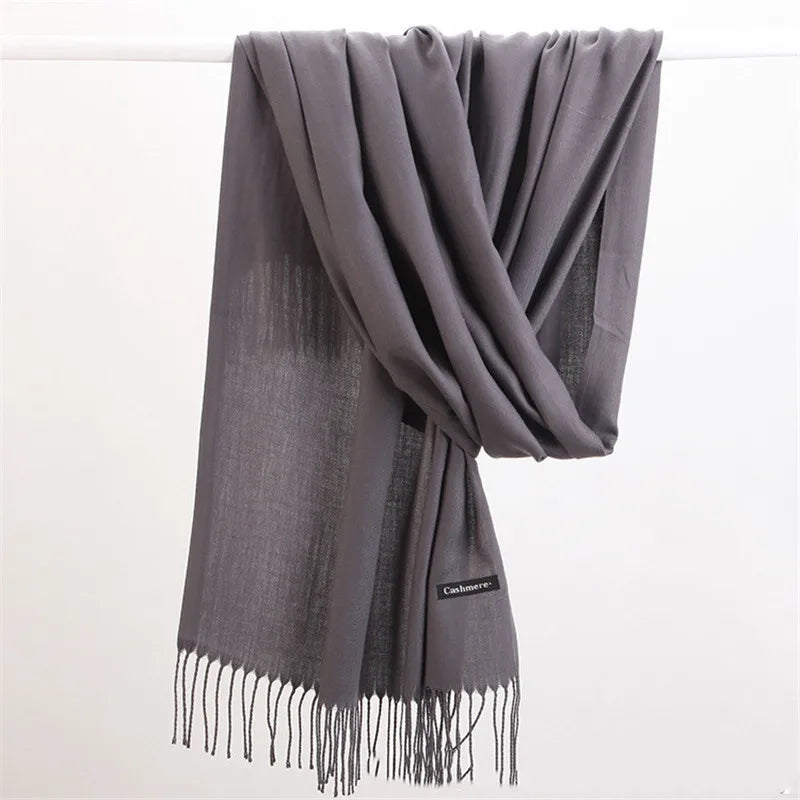 Women’s soft solid-color long scarf