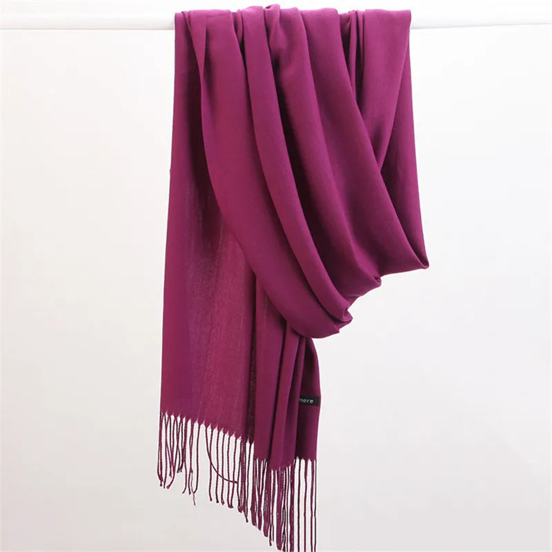 Women’s soft solid-color long scarf