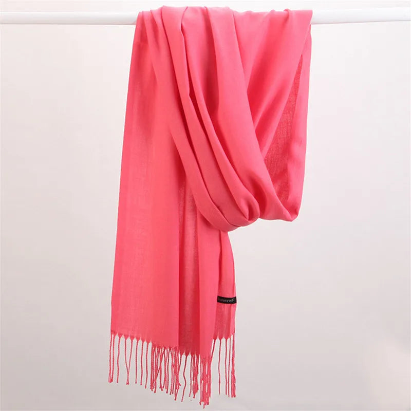 Women’s soft solid-color long scarf