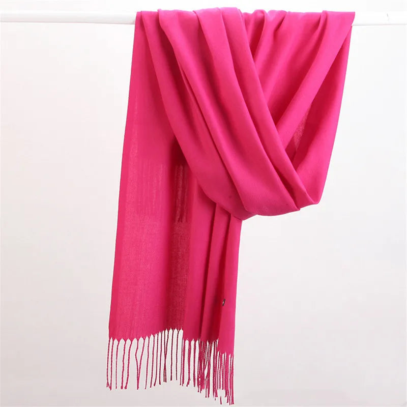 Women’s soft solid-color long scarf
