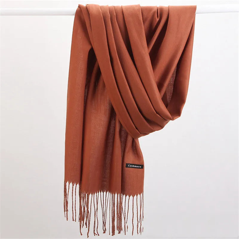 Women’s soft solid-color long scarf