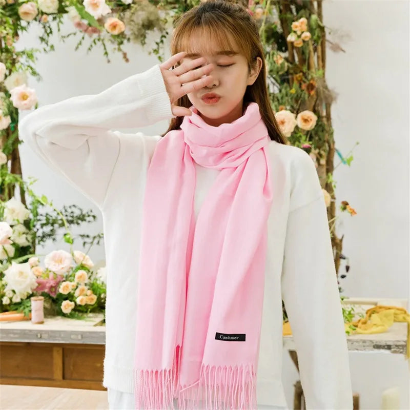 Women’s soft solid-color long scarf