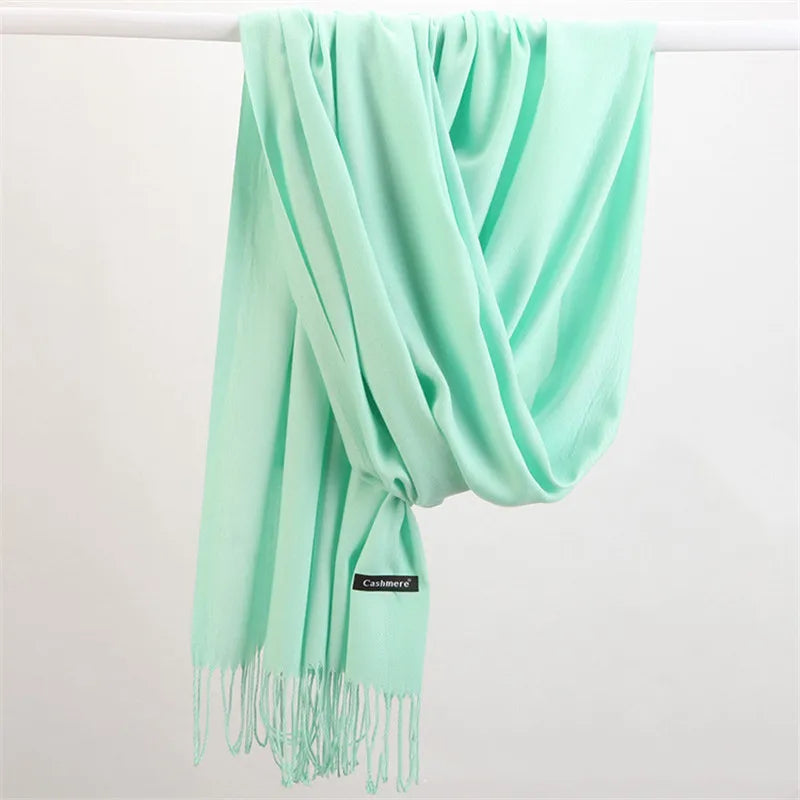 Women’s soft solid-color long scarf