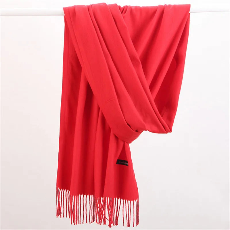 Women’s soft solid-color long scarf