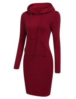 Long Sleeve Hoodie Dress with Pockets – Slim Fit Casual Style - 3KDyn
