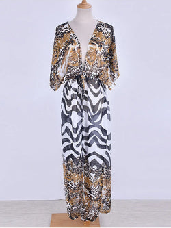 Leopard Print Chiffon Kimono – Lightweight Bikini Cover-Up for Beach or Pool - 3KDyn