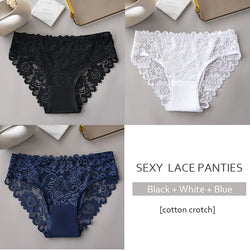 Women’s Lace Briefs 3‑Pack – Floral Embroidery, Mid‑Rise - 3KDyn