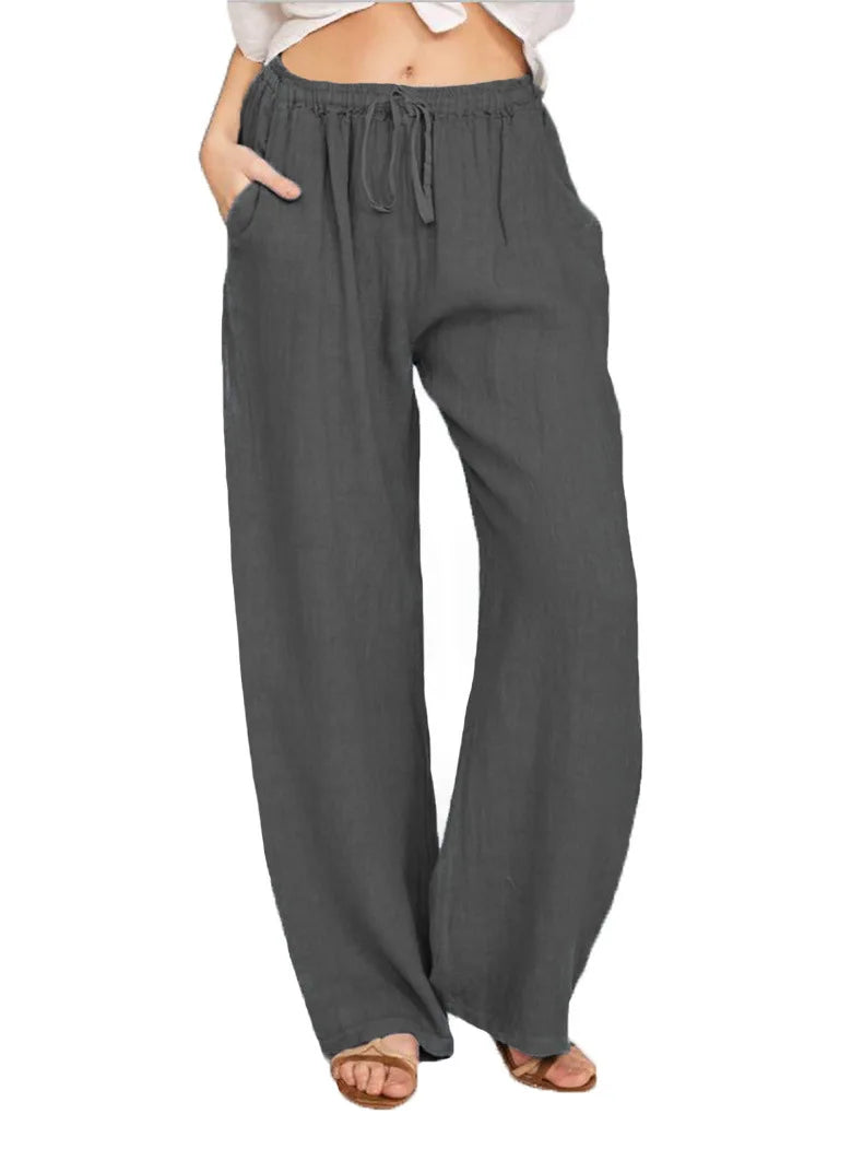 Summer and Autumn New Casual Women's Wear in Europe, America, and Europe Large Loose Cotton Hemp Casual Pants - 3KDyn