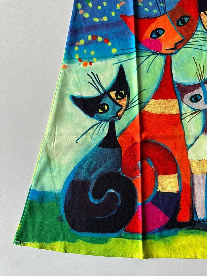 European and American Cross Border Women's New Dress V-neck Sleeveless Sexy Printed Large Hem Foreign Trade Dress - 3KDyn