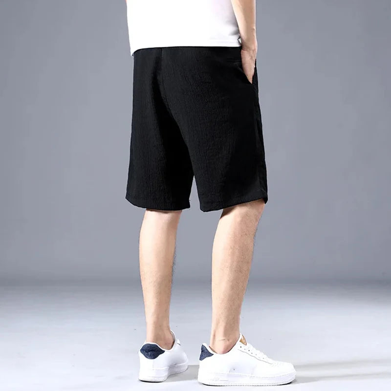 Lce Silk Shorts Men's Thin Sports Cropped Pants Loose Straight Leg Cool Breathable New Fashion Trend Casual XL-XXXL - 3KDyn