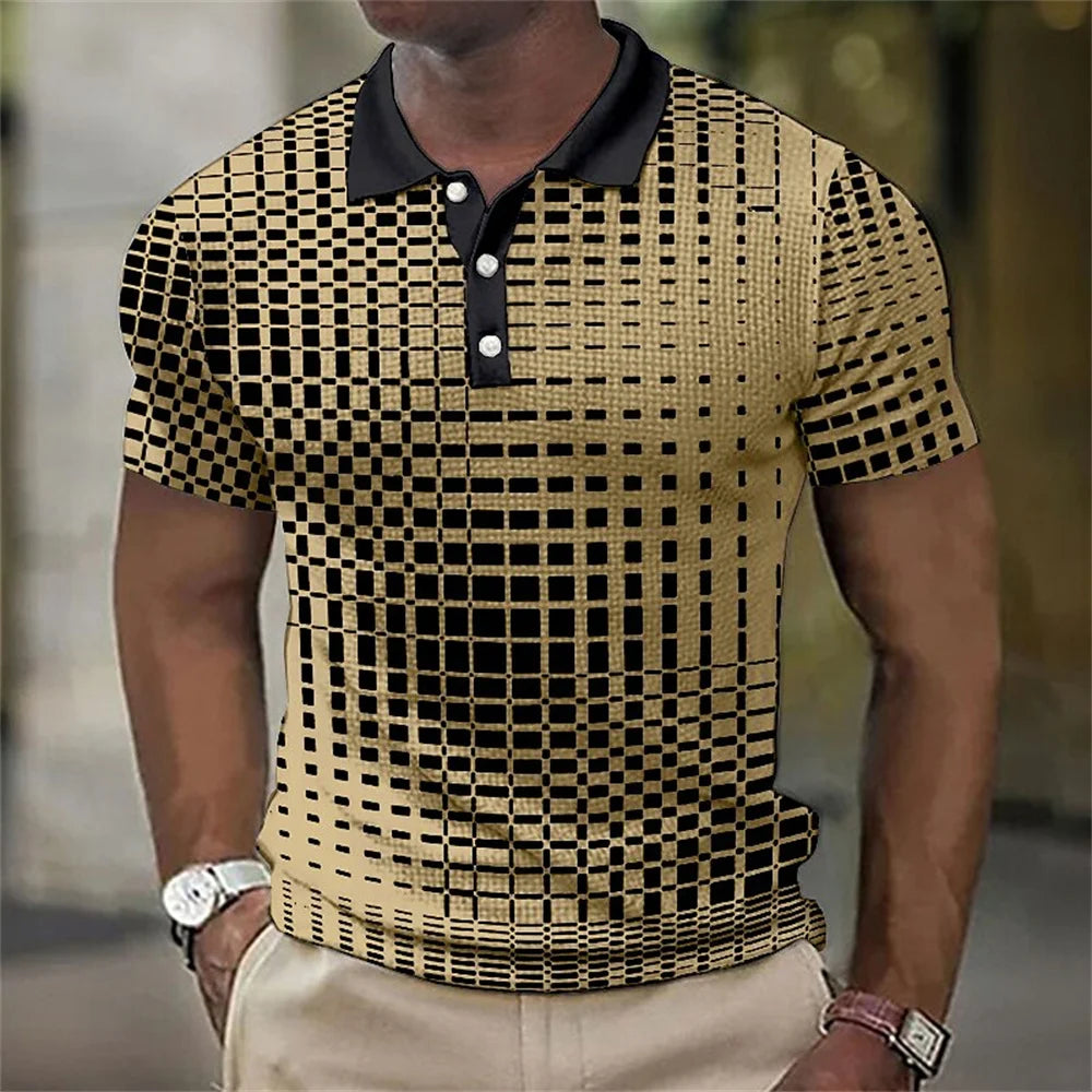 Retro Polo Shirt for Men - 3D Spotted Casual Streetwear, Short Sleeved, Loose Fit, High-Quality Sportswear - 3KDyn