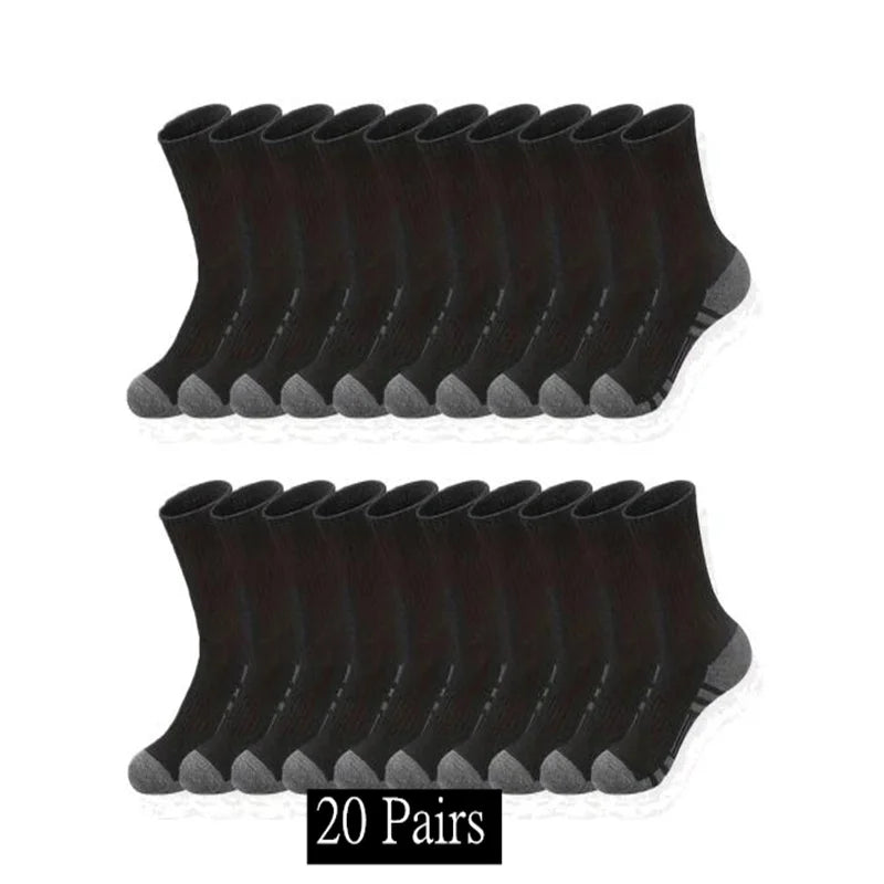 20 pairs of black socks on a white background