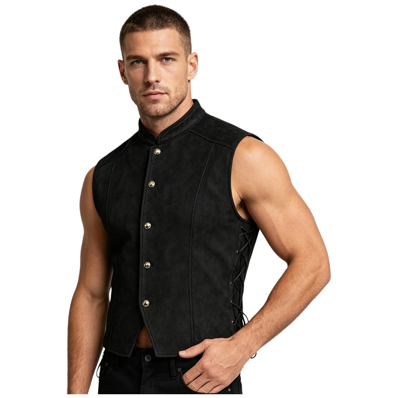 Men’s medieval pirate Viking costume vest – product detail 11