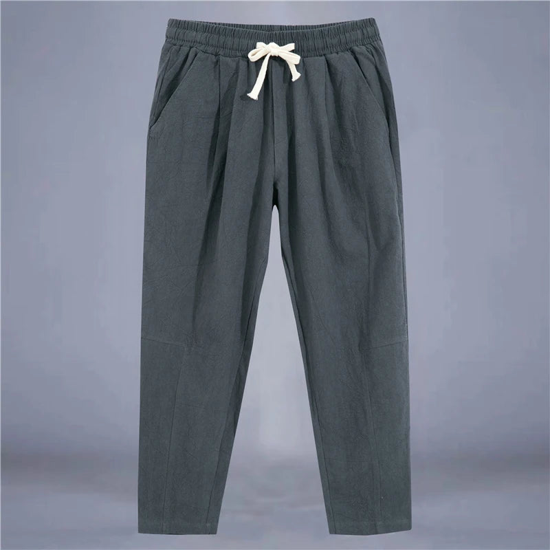 Men's Cotton-Linen Drawstring Pants – Light, Breathable & Relaxed - 3KDyn