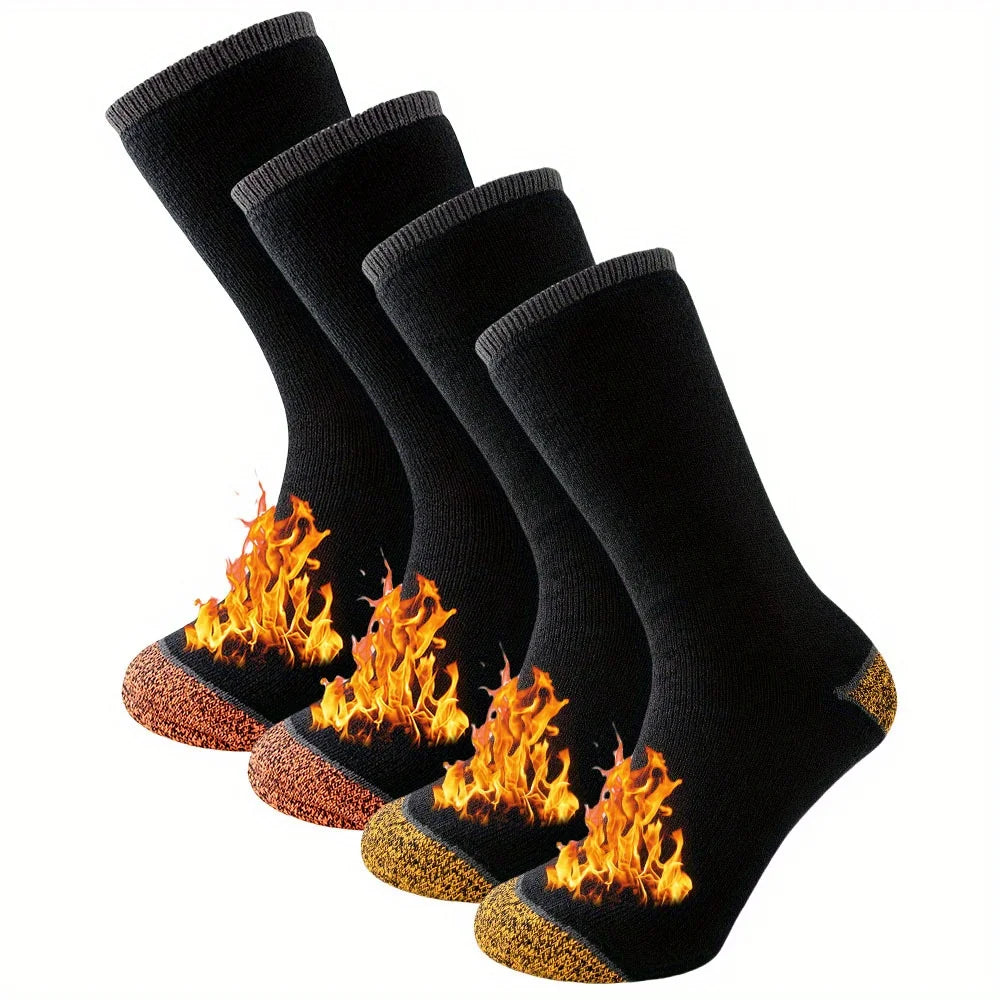 2-Pack Thermal Crew Socks (Unisex) – Fleece-Lined Winter Socks for Hiking & Skiing - 3KDyn
