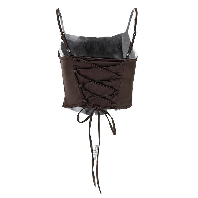 Elegant Spaghetti Strap Backless Crop Top – Summer Bandage Style - 3KDyn