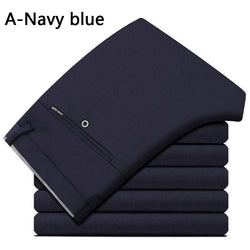 Men's Summer Straight-Leg Business Casual Trousers – Lightweight, Elastic Waist, Full Length - 3KDyn