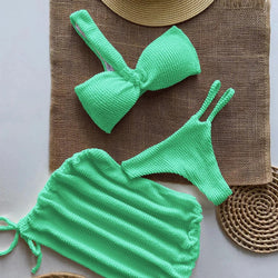 Sexy 3pieces Micro Bikini 2025 Women Swimsuit Female Swimwear Thong Bikinis Set Brazilian Beach Wear Bathing Suit Biquini - 3KDyn