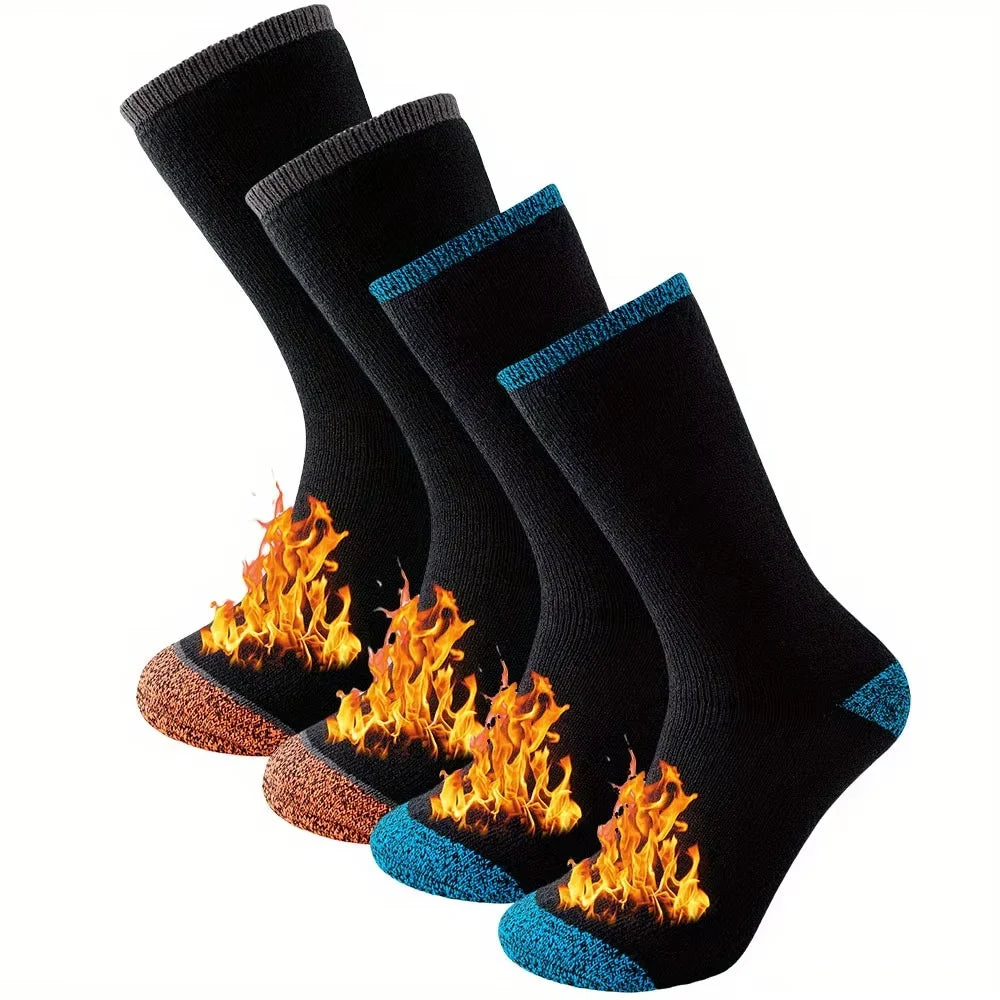 2-Pack Thermal Crew Socks (Unisex) – Fleece-Lined Winter Socks for Hiking & Skiing - 3KDyn