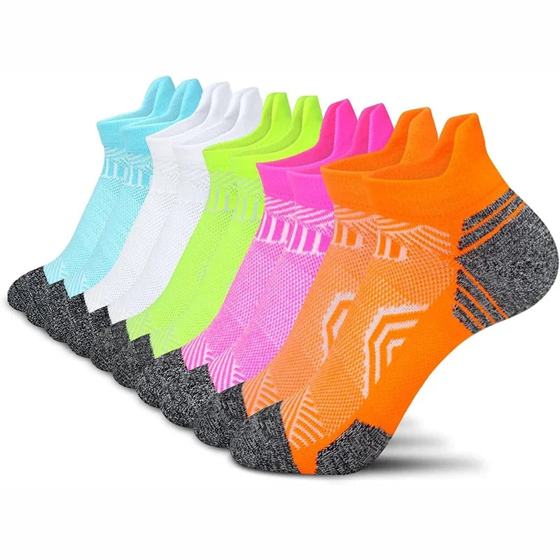 5‑Pair Athletic Ankle Socks – Moisture‑Wicking, Cushioned, Unisex - 3KDyn