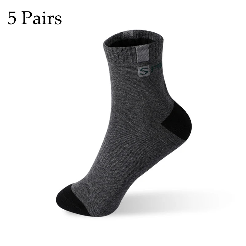 5/10 Pairs Men’s Bamboo Fiber Sports Socks – Breathable Cotton Crew Socks - 3KDyn