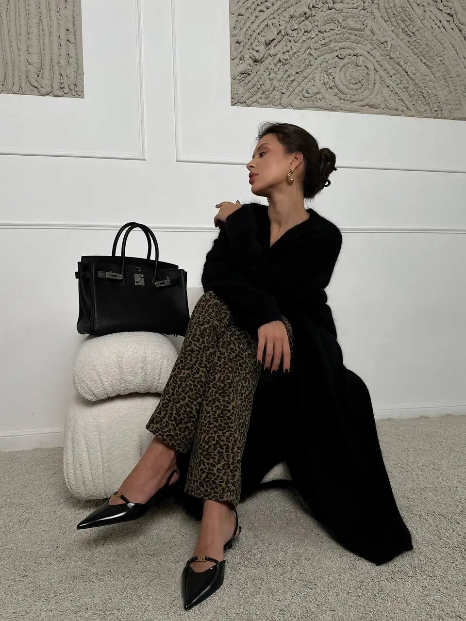 Women’s soft knit cardigan vest and midi dress separates