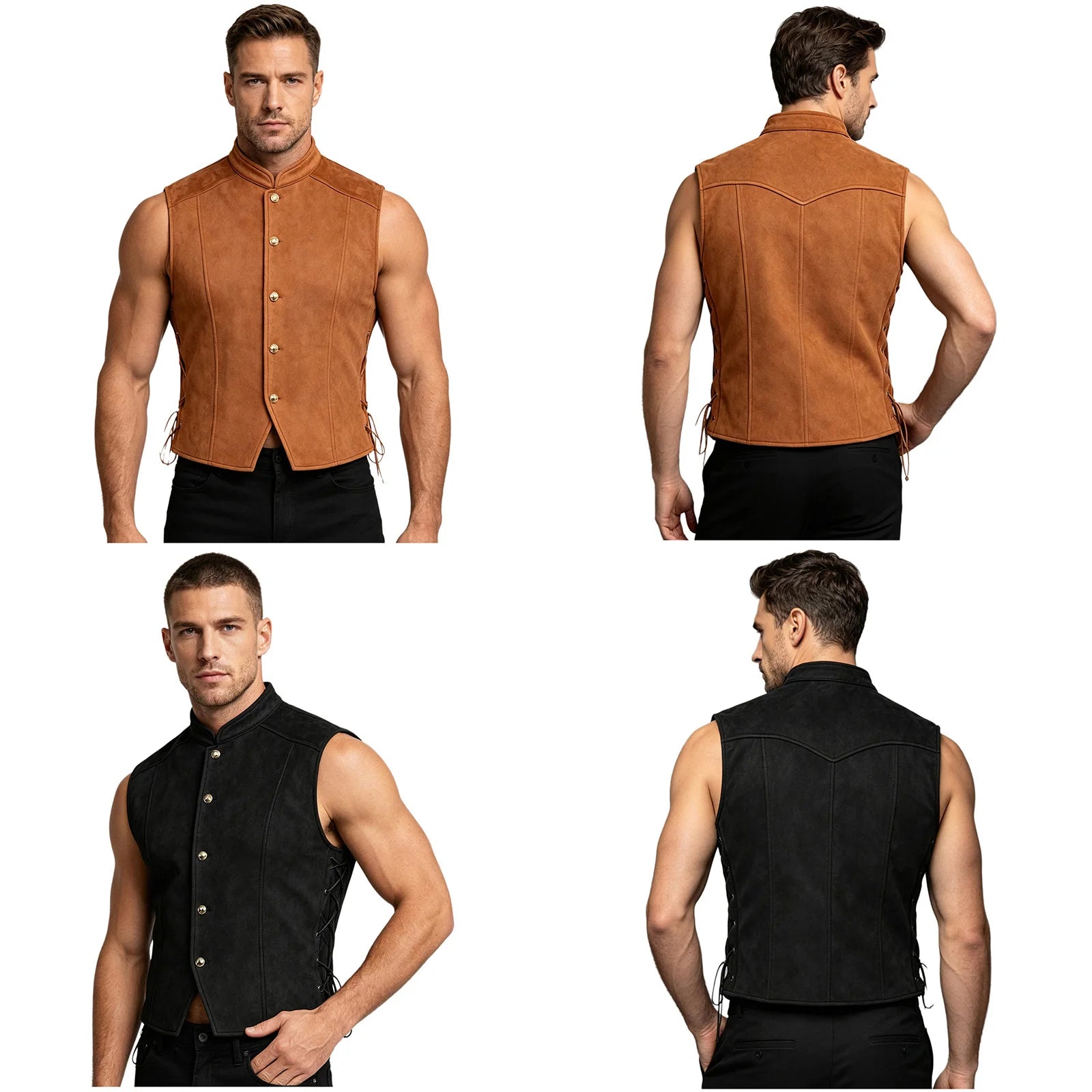 Men’s medieval pirate Viking costume vest – product detail 7