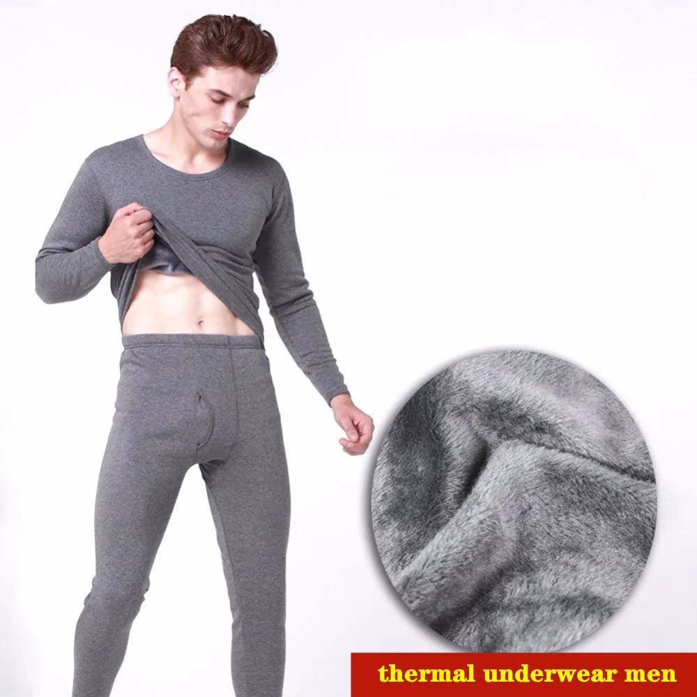 Winter Thermal Underwear Long Johns Men's Keep Warm Tops + Pants Set Thick Clothes Comfortable Thermo Underwear Sets - 3KDyn