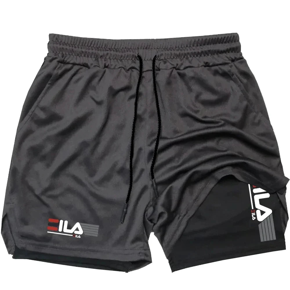 Men's Two-in-one Sports Shorts Breathable Casual Quick-drying Double-layer Shorts Summer Running Sportswear Bottoms M-3XL - 3KDyn