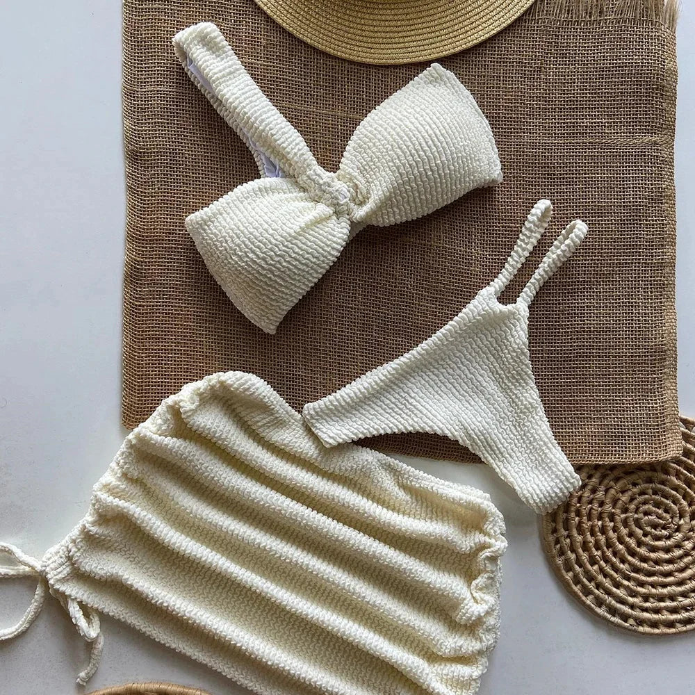 Sexy 3pieces Micro Bikini 2025 Women Swimsuit Female Swimwear Thong Bikinis Set Brazilian Beach Wear Bathing Suit Biquini - 3KDyn