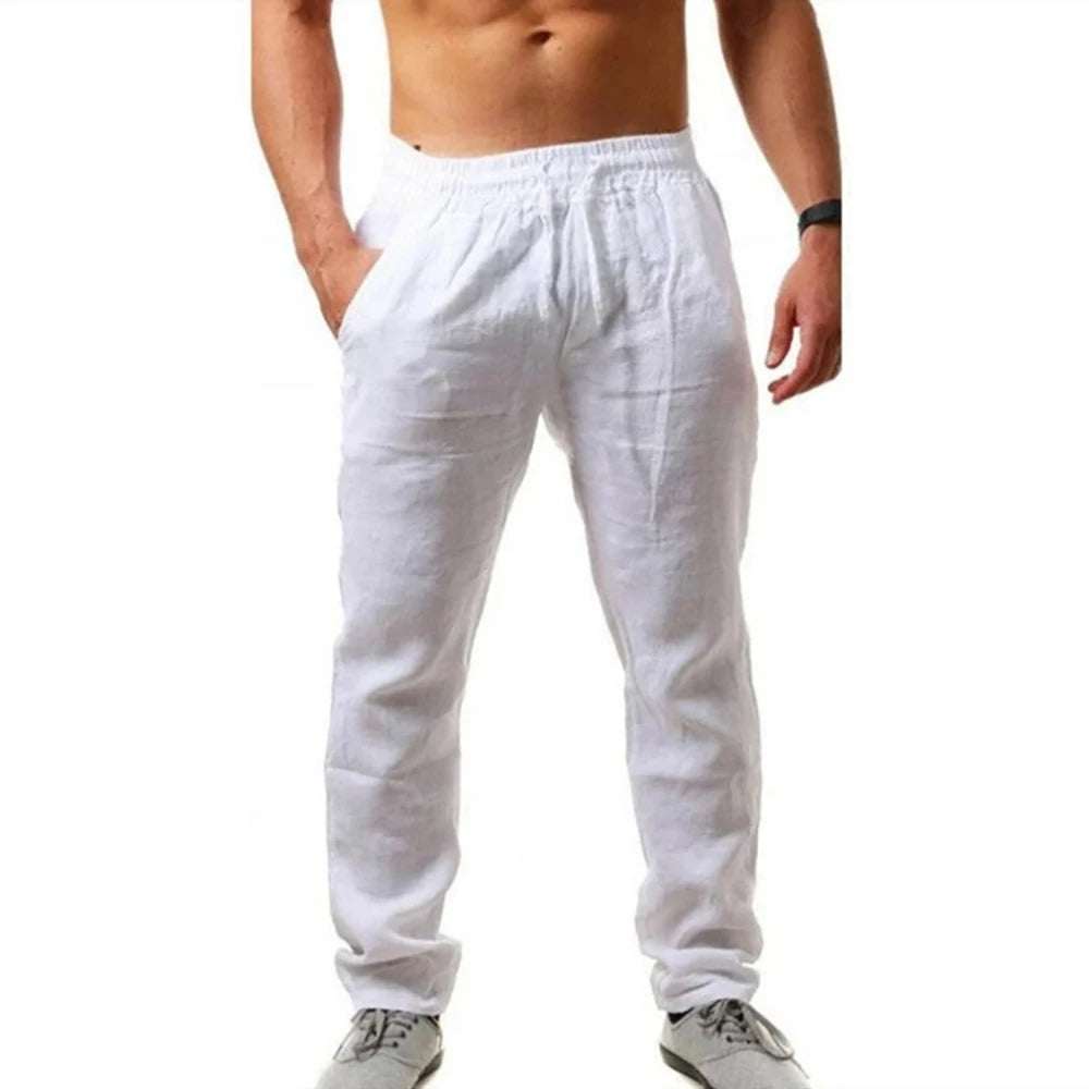 Men's Lightweight Summer Pants – Breathable, Elastic Waist, Casual Straight Fit - 3KDyn