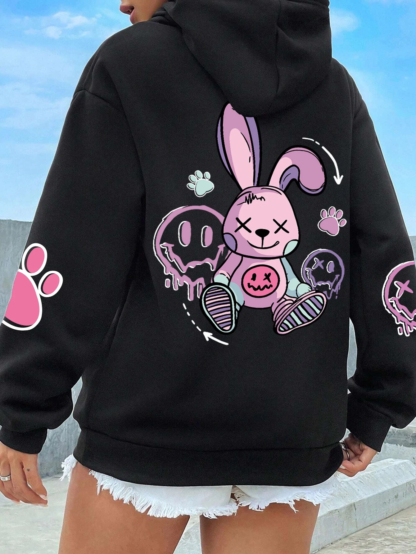 Cartoon Bunny Oversize Hoodie – Women’s Streetwear - 3KDyn