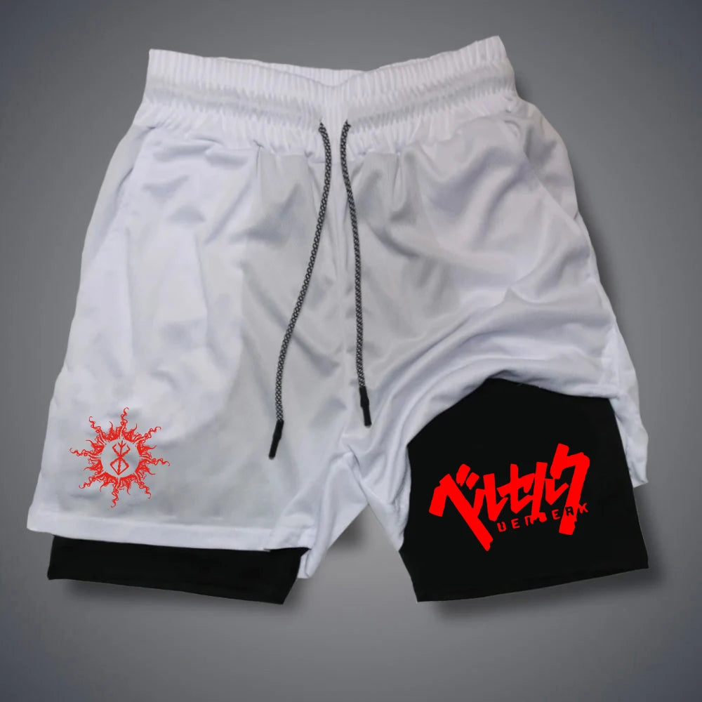 2 in 1 Compression Shorts for Men Gym Workout Running Shorts with Phone Pockets Athletic Quick Dry Activewear - 3KDyn