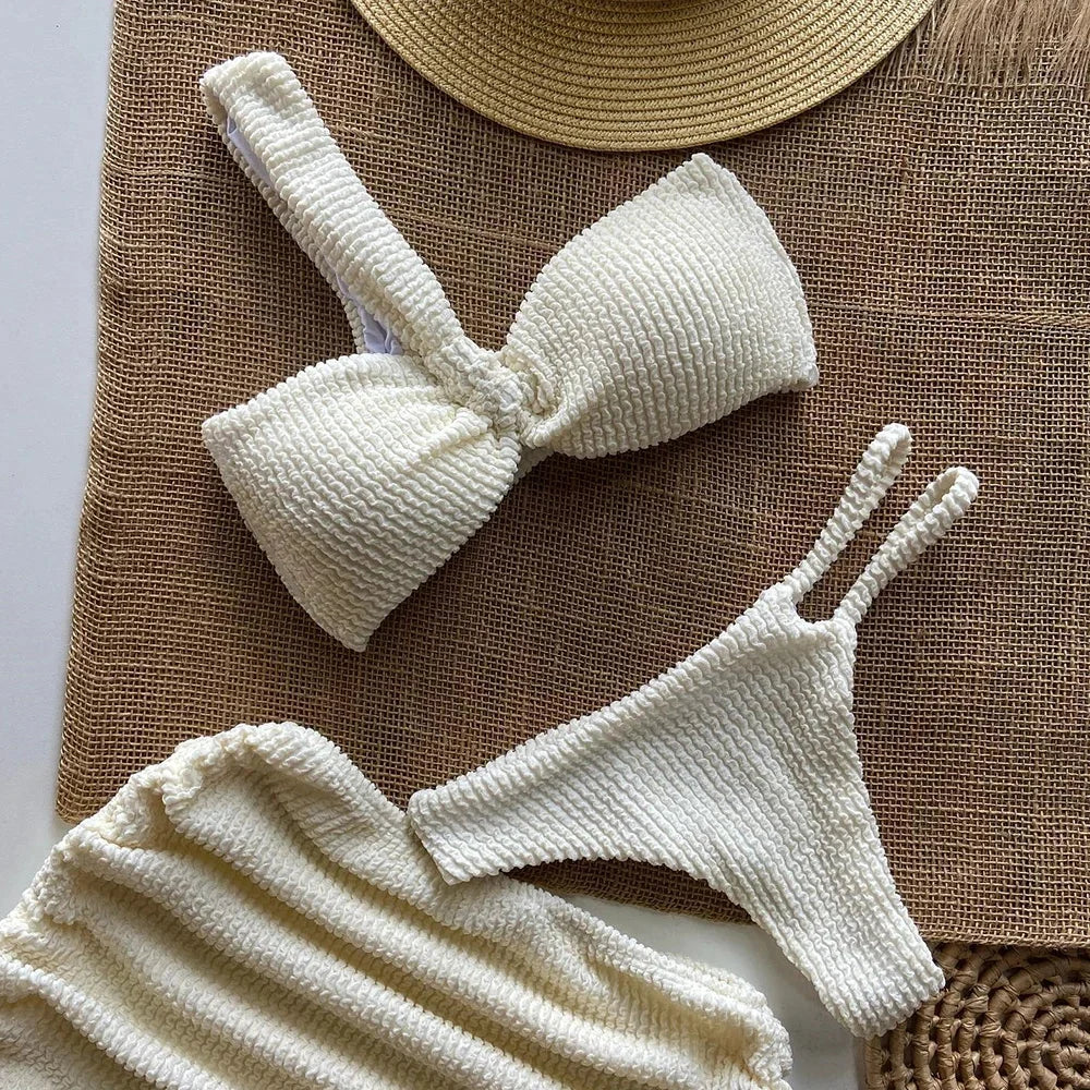 Sexy 3pieces Micro Bikini 2025 Women Swimsuit Female Swimwear Thong Bikinis Set Brazilian Beach Wear Bathing Suit Biquini - 3KDyn