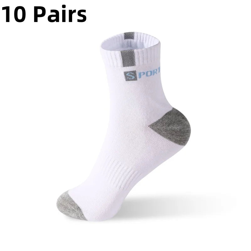 5/10 Pairs Men’s Bamboo Fiber Sports Socks – Breathable Cotton Crew Socks - 3KDyn