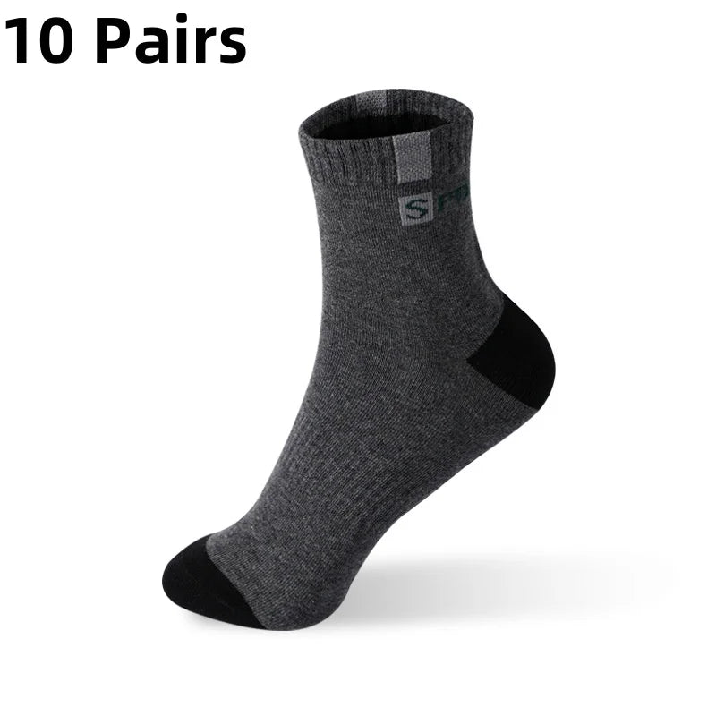 5/10 Pairs Men’s Bamboo Fiber Sports Socks – Breathable Cotton Crew Socks - 3KDyn