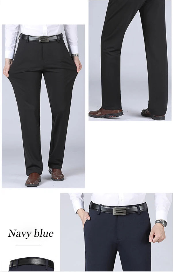 Men's Business Casual Pants – Lightweight, Slim Fit, Classic Straight Trousers - 3KDyn