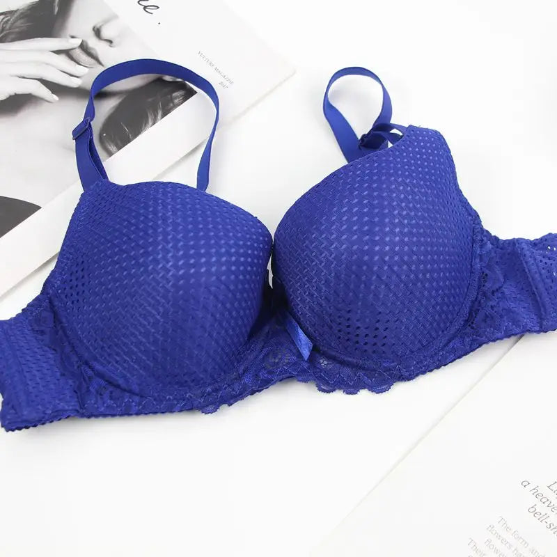 Blue bra on a white background